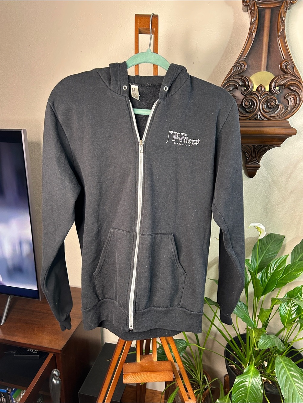 American Apparel Black Zip-Up Hoodie Sweatshirt